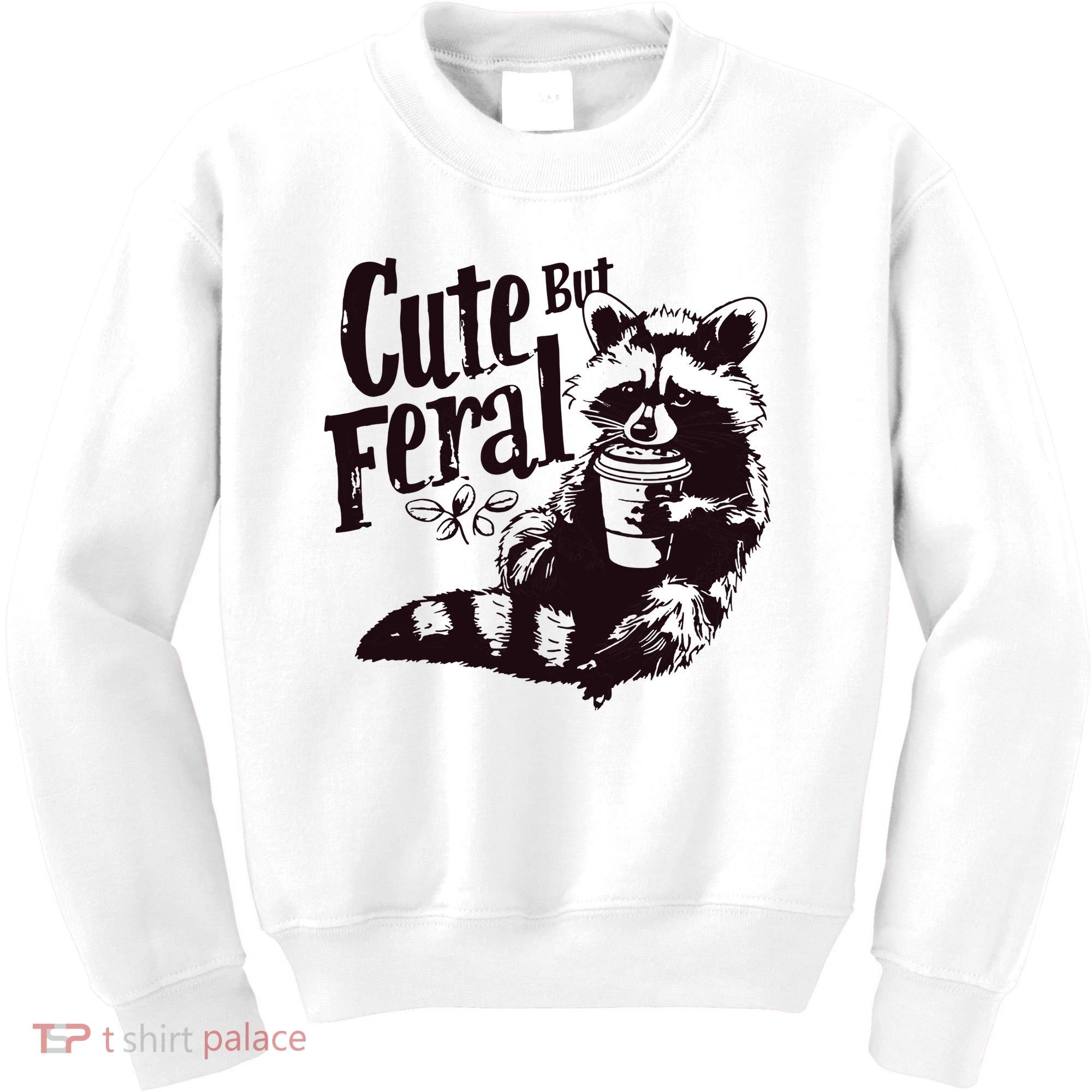 Cute But Feral Meme Funny Raccoon Kids Sweatshirt