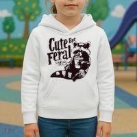 Cute But Feral Meme Funny Raccoon Kids Hoodie thumb 3