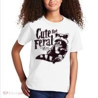 Cute But Feral Meme Funny Raccoon Kids T-Shirt thumb 2