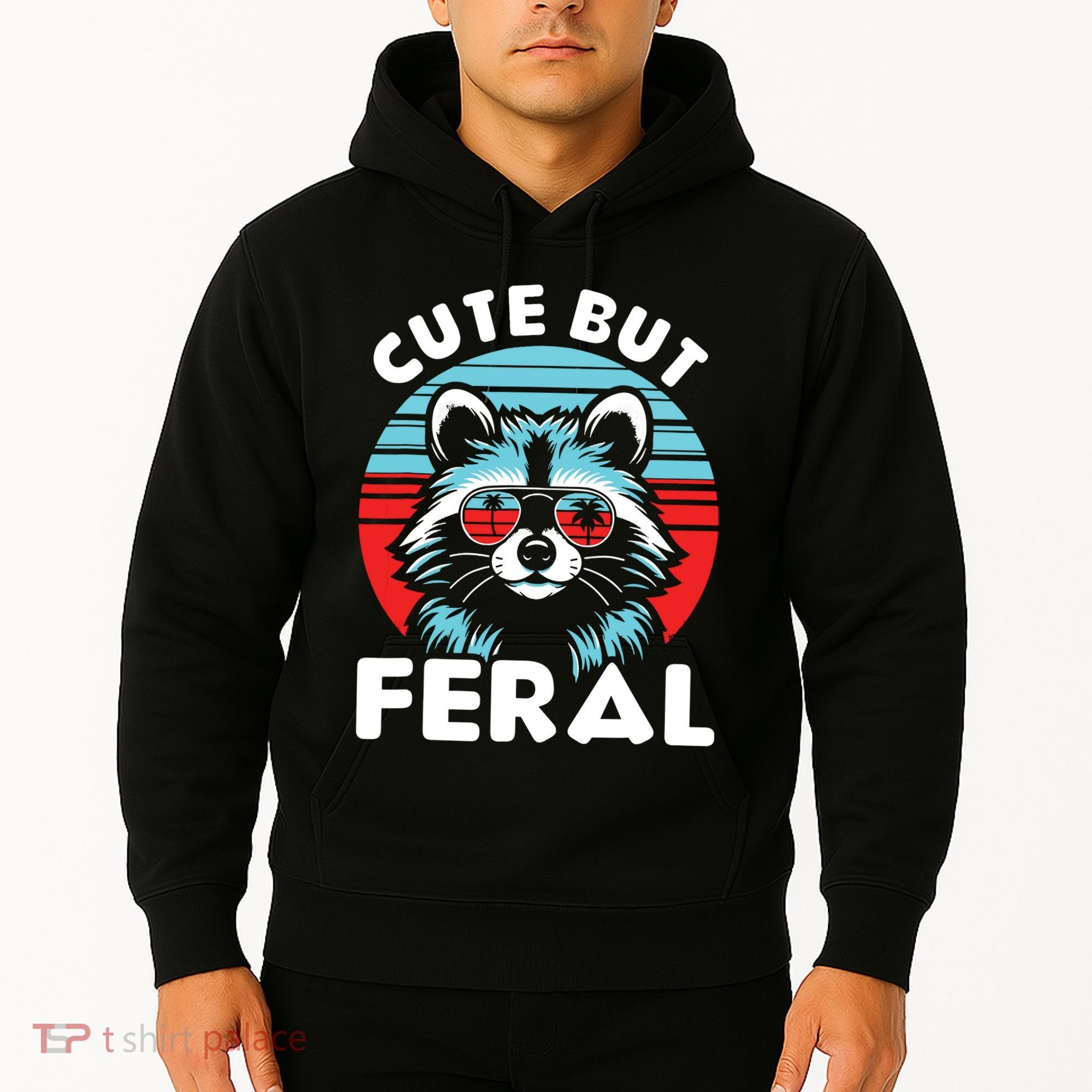 Cute But Feral Racoon With Sunglasses Hoodie