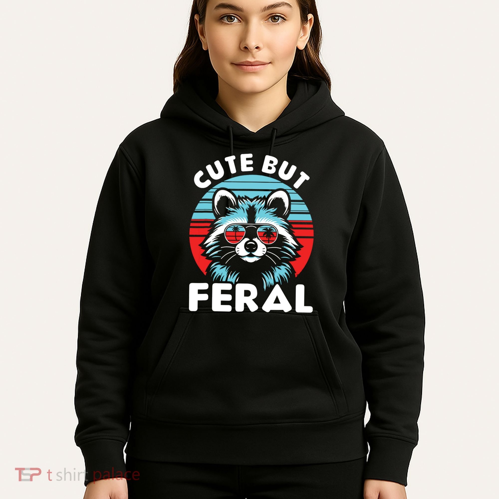 Cute But Feral Racoon With Sunglasses Hoodie