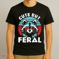 Cute But Feral Racoon With Sunglasses T-Shirt thumb 3