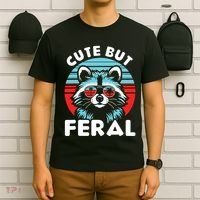 Cute But Feral Racoon With Sunglasses T-Shirt thumb 6