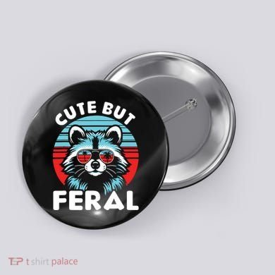 Cute But Feral Racoon With Sunglasses Button