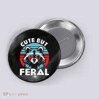Cute But Feral Racoon With Sunglasses Button thumb 0