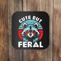 Cute But Feral Racoon With Sunglasses Coaster thumb 0