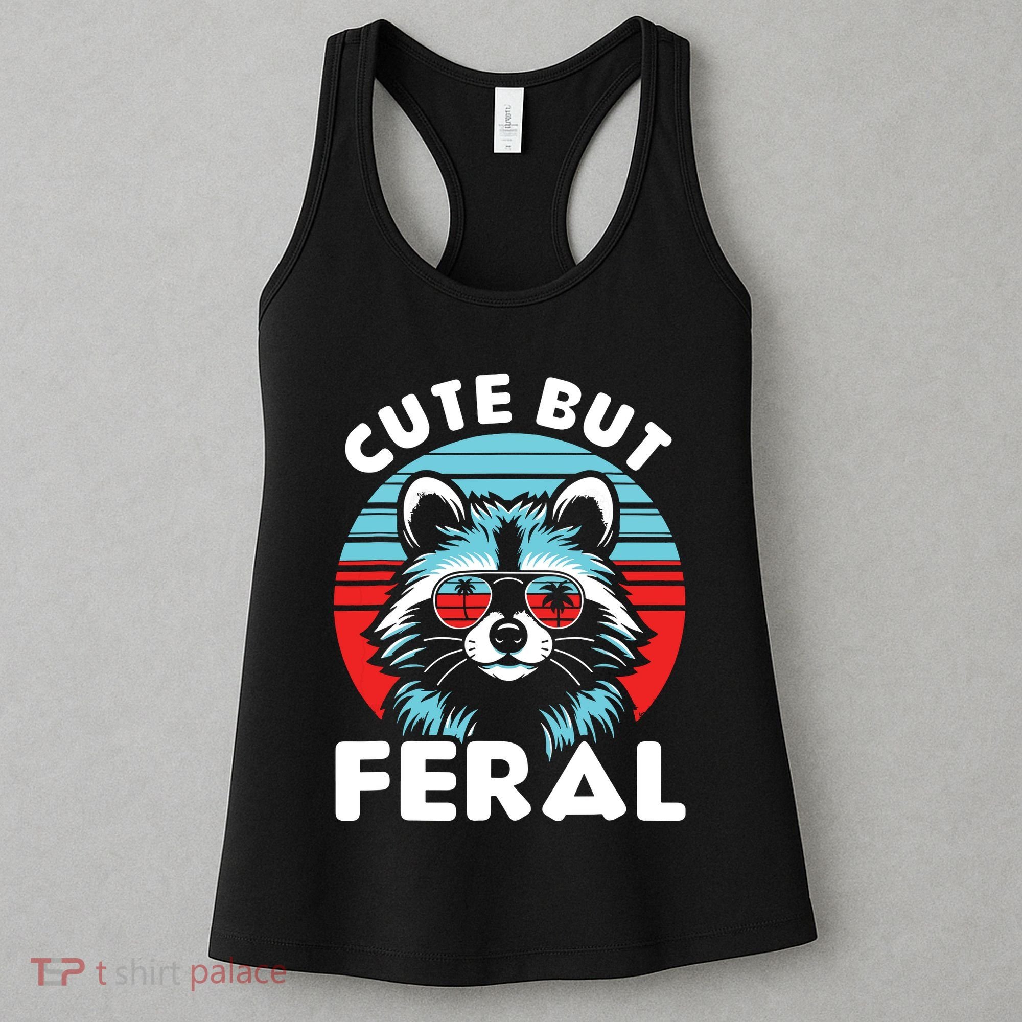 Cute But Feral Racoon With Sunglasses Women's Tank Top