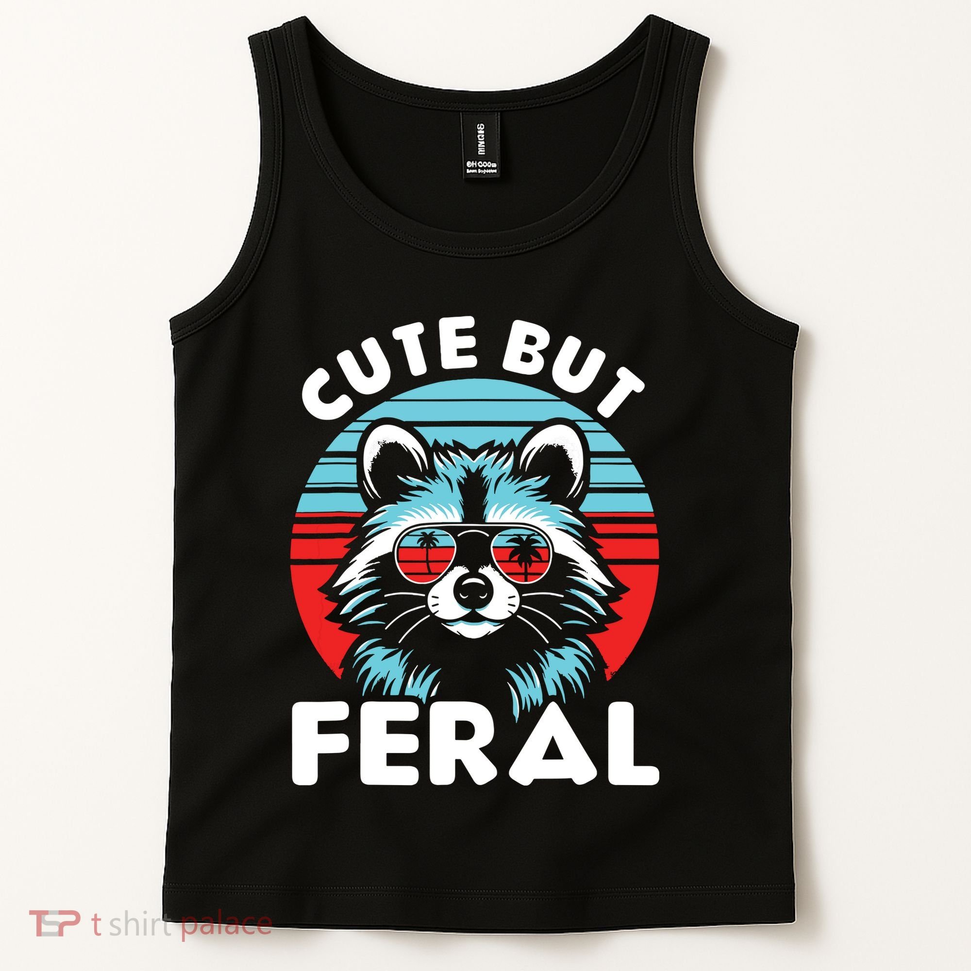 Cute But Feral Racoon With Sunglasses Tank Top