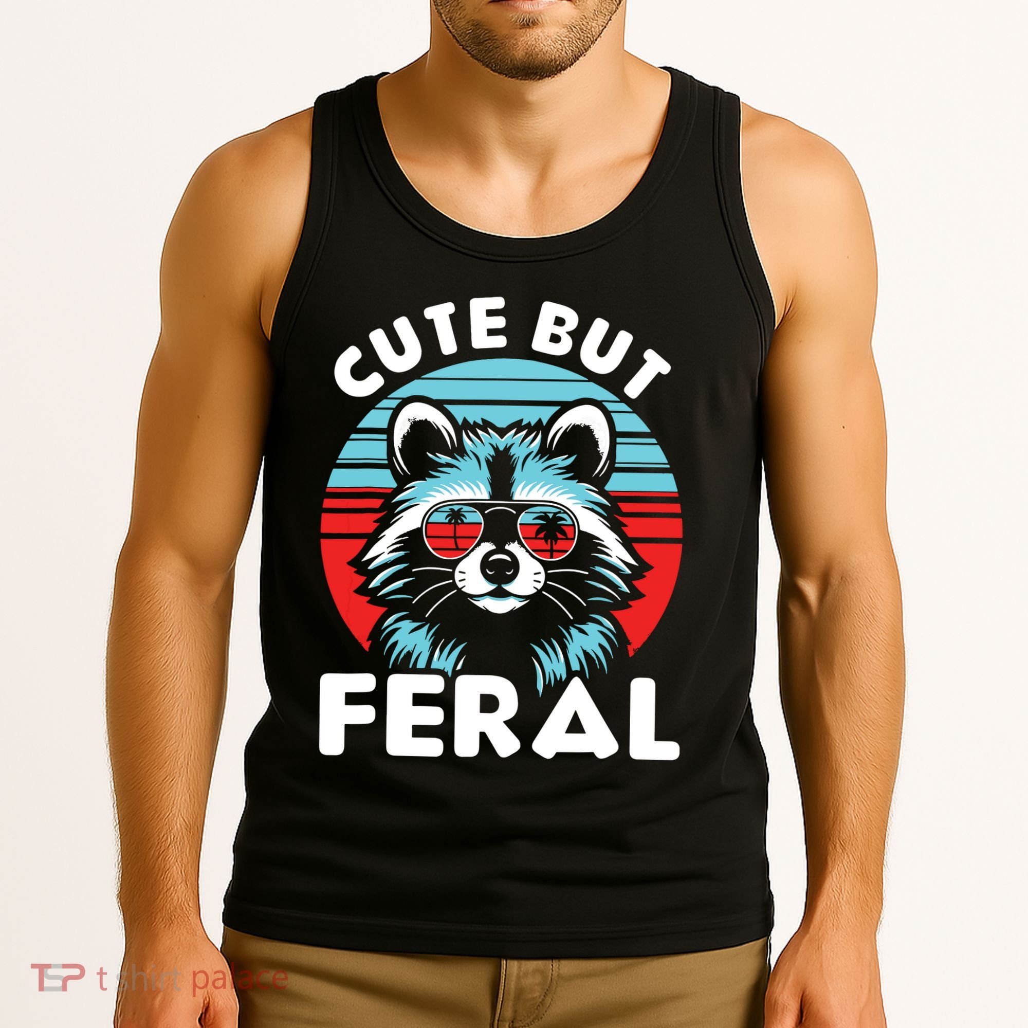 Cute But Feral Racoon With Sunglasses Tank Top