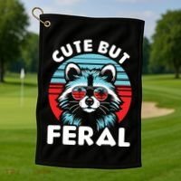 Cute But Feral Racoon With Sunglasses Golf Towel thumb 1
