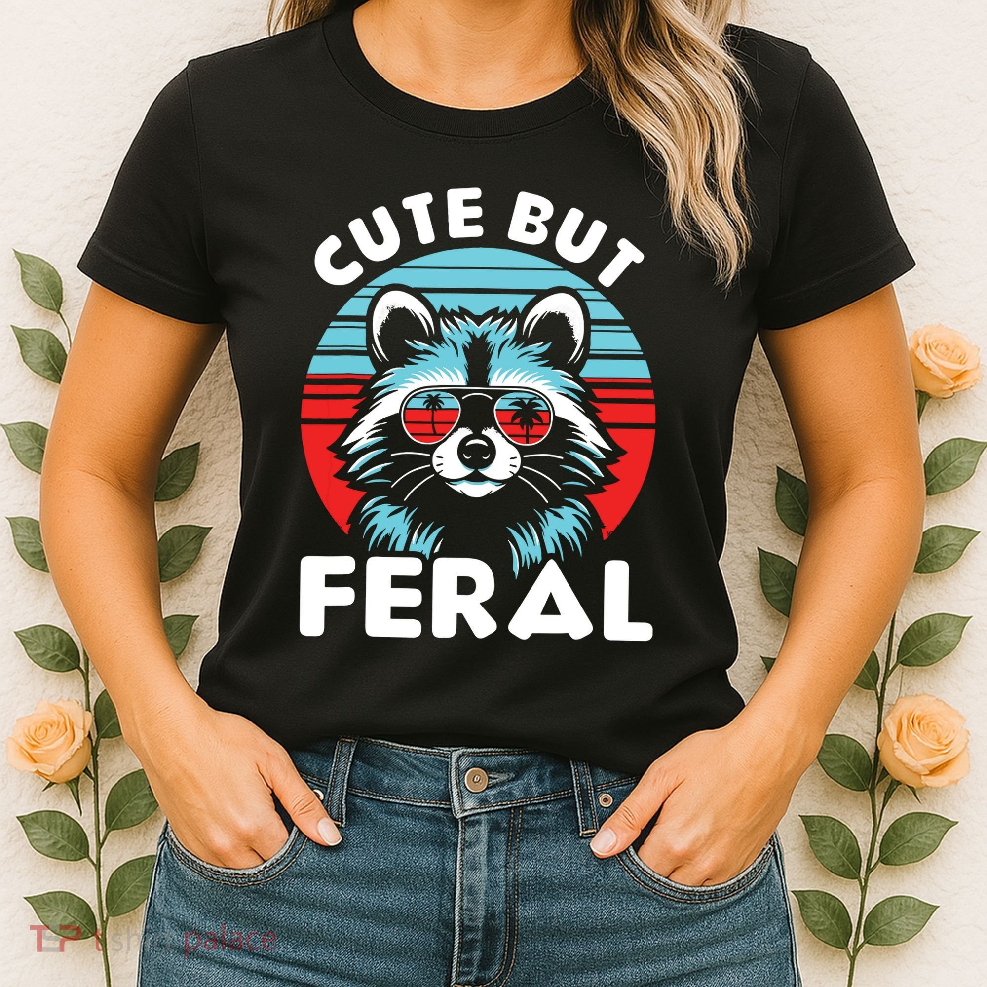 Cute But Feral Racoon With Sunglasses Women's T-Shirt