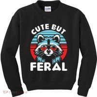Cute But Feral Racoon With Sunglasses Kids Sweatshirt thumb 0