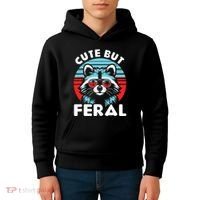Cute But Feral Racoon With Sunglasses Kids Hoodie thumb 4