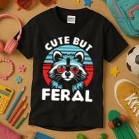 Cute But Feral Racoon With Sunglasses Kids T-Shirt thumb 3