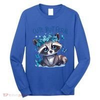 Cute But Feral Funny Raccoon Blue Butterfly Summer Great Gift Long Sleeve Shirt thumb 0