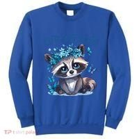 Cute But Feral Funny Raccoon Blue Butterfly Summer Great Gift Sweatshirt thumb 0