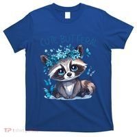 Cute But Feral Funny Raccoon Blue Butterfly Summer Great Gift T-Shirt thumb 0