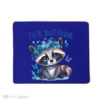 Cute But Feral Funny Raccoon Blue Butterfly Summer Great Gift Mousepad thumb 0