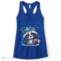 Cute But Feral Funny Raccoon Blue Butterfly Summer Great Gift Women's Tank Top thumb 0