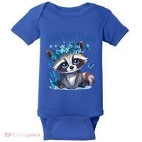 Cute But Feral Funny Raccoon Blue Butterfly Summer Great Gift Baby Bodysuit thumb 0