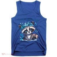 Cute But Feral Funny Raccoon Blue Butterfly Summer Great Gift Tank Top thumb 0