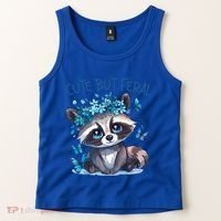 Cute But Feral Funny Raccoon Blue Butterfly Summer Great Gift Tank Top thumb 2