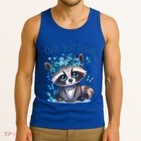 Cute But Feral Funny Raccoon Blue Butterfly Summer Great Gift Tank Top thumb 3