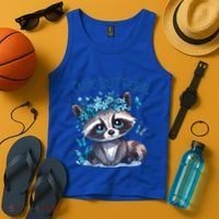 Cute But Feral Funny Raccoon Blue Butterfly Summer Great Gift Tank Top thumb 4