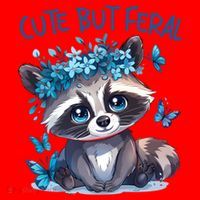 Cute But Feral Funny Raccoon Blue Butterfly Summer Great Gift Santa Hat thumb 1