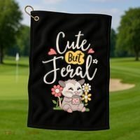 Cute But Feral Opossum Funny Possum Lovers Rodent Golf Towel thumb 1