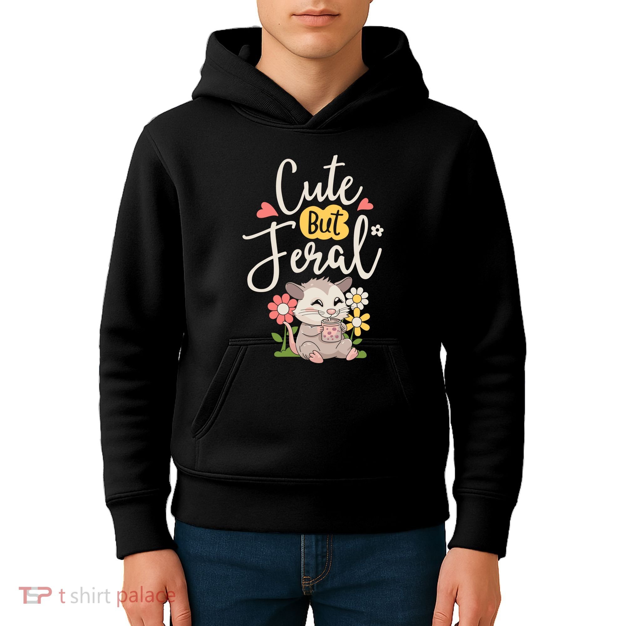 Cute But Feral Opossum Funny Possum Lovers Rodent Kids Hoodie