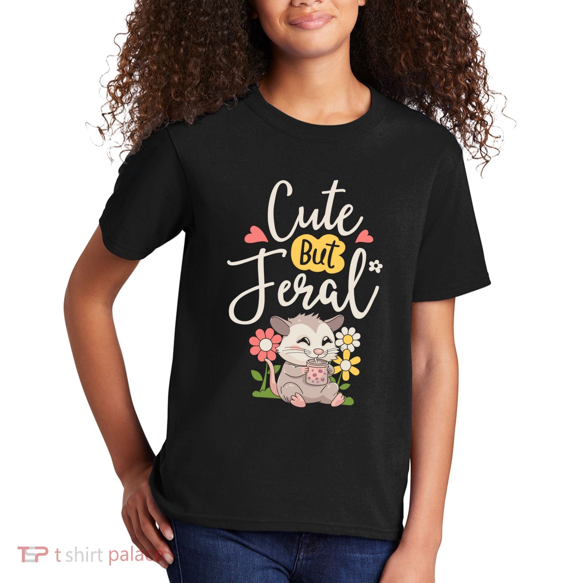 Cute But Feral Opossum Funny Possum Lovers Rodent Kids T-Shirt