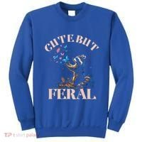 Cute But Feral Funny Raccoon Catching Butterfly Summer Gift Sweatshirt thumb 0