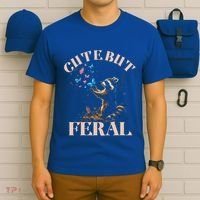Cute But Feral Funny Raccoon Catching Butterfly Summer Gift T-Shirt thumb 6