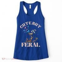 Cute But Feral Funny Raccoon Catching Butterfly Summer Gift Women's Tank Top thumb 0