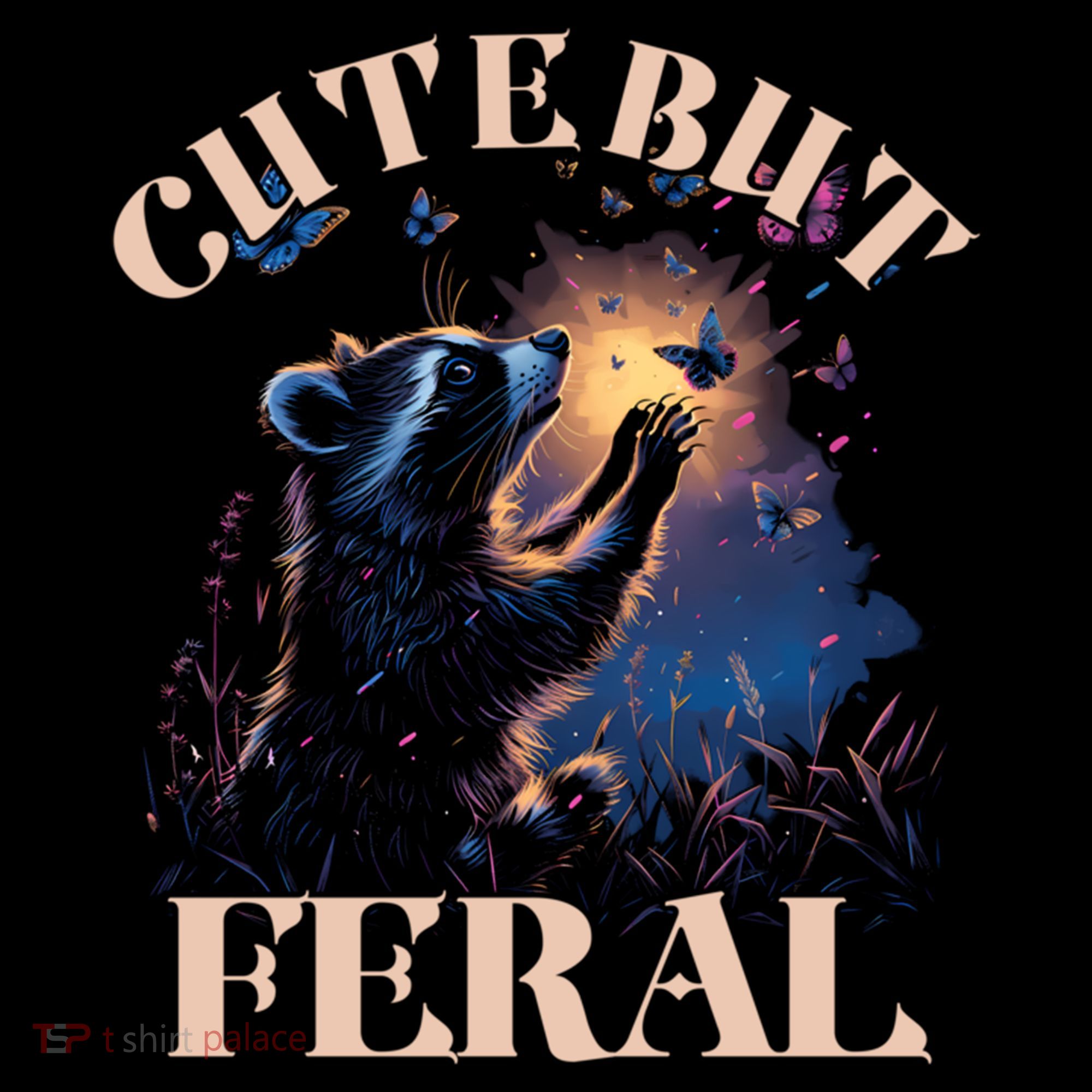 Cute But Feral Funny Raccoon Catching Butterfly Summer Great Gift Coffee Mug