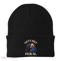 Cute But Feral Funny Raccoon Catching Butterfly Summer Great Gift Beanie thumb 0