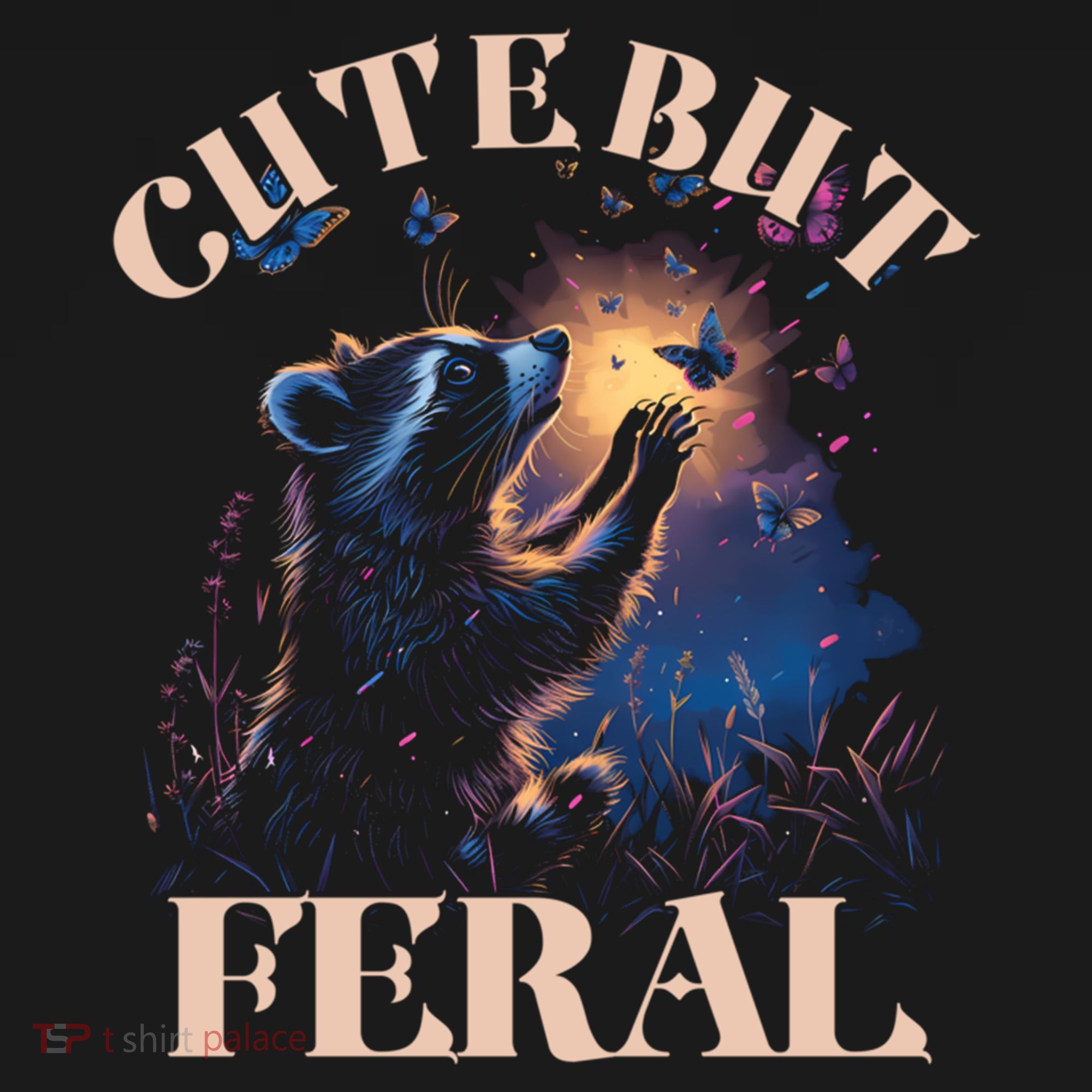 Cute But Feral Funny Raccoon Catching Butterfly Summer Great Gift Ornament