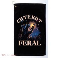 Cute But Feral Funny Raccoon Catching Butterfly Summer Great Gift Golf Towel thumb 0