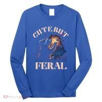 Cute But Feral Funny Raccoon Catching Butterfly Summer Great Gift Long Sleeve Shirt thumb 0