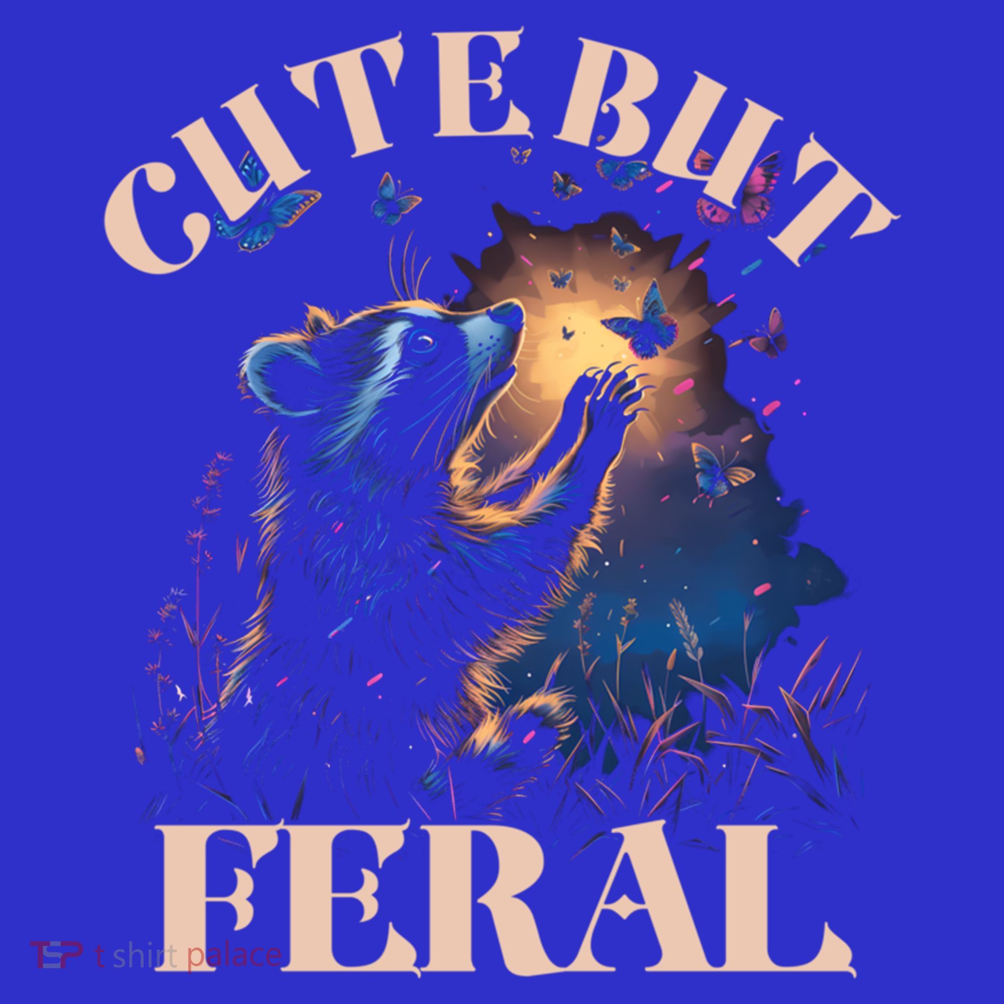 Cute But Feral Funny Raccoon Catching Butterfly Summer Great Gift T-Shirt