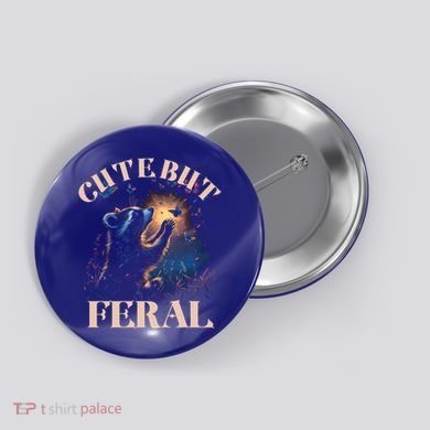 Cute But Feral Funny Raccoon Catching Butterfly Summer Great Gift Button