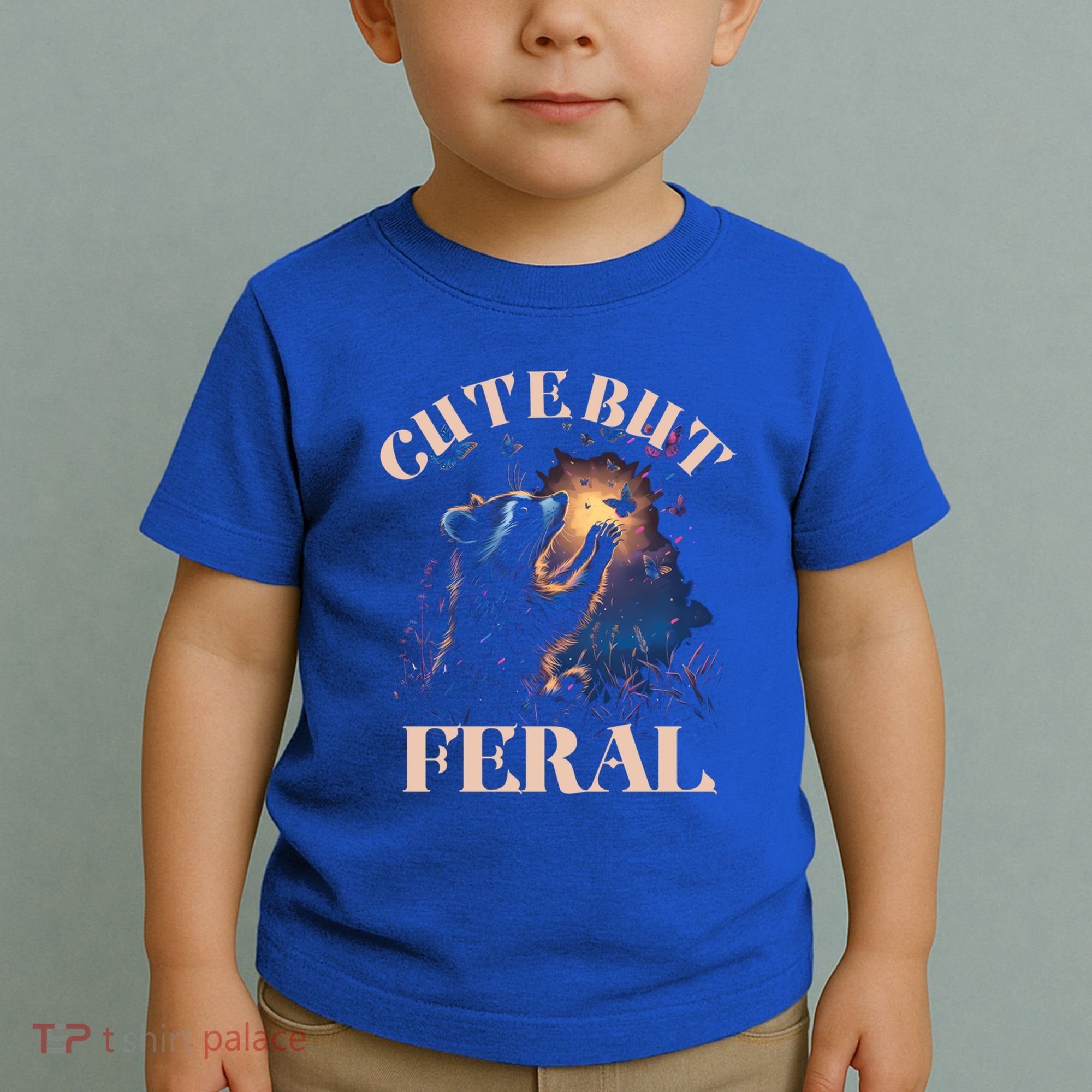 Cute But Feral Funny Raccoon Catching Butterfly Summer Great Gift Toddler T-Shirt