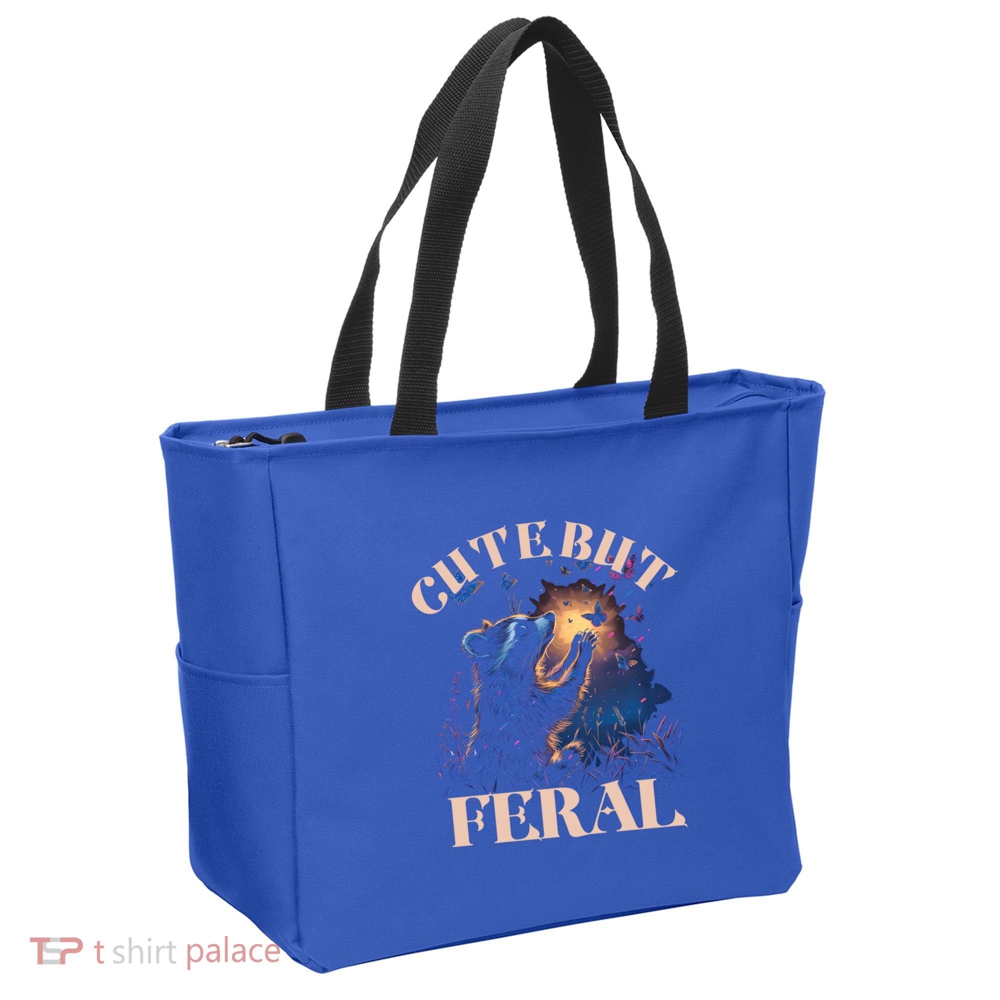 Cute But Feral Funny Raccoon Catching Butterfly Summer Great Gift Tote Bag