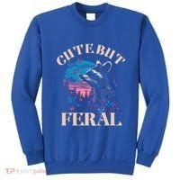 Cute But Feral Funny Raccoon Catching Butterfly Summer Gift Sweatshirt thumb 0