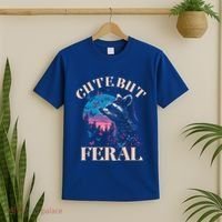 Cute But Feral Funny Raccoon Catching Butterfly Summer Gift T-Shirt thumb 2