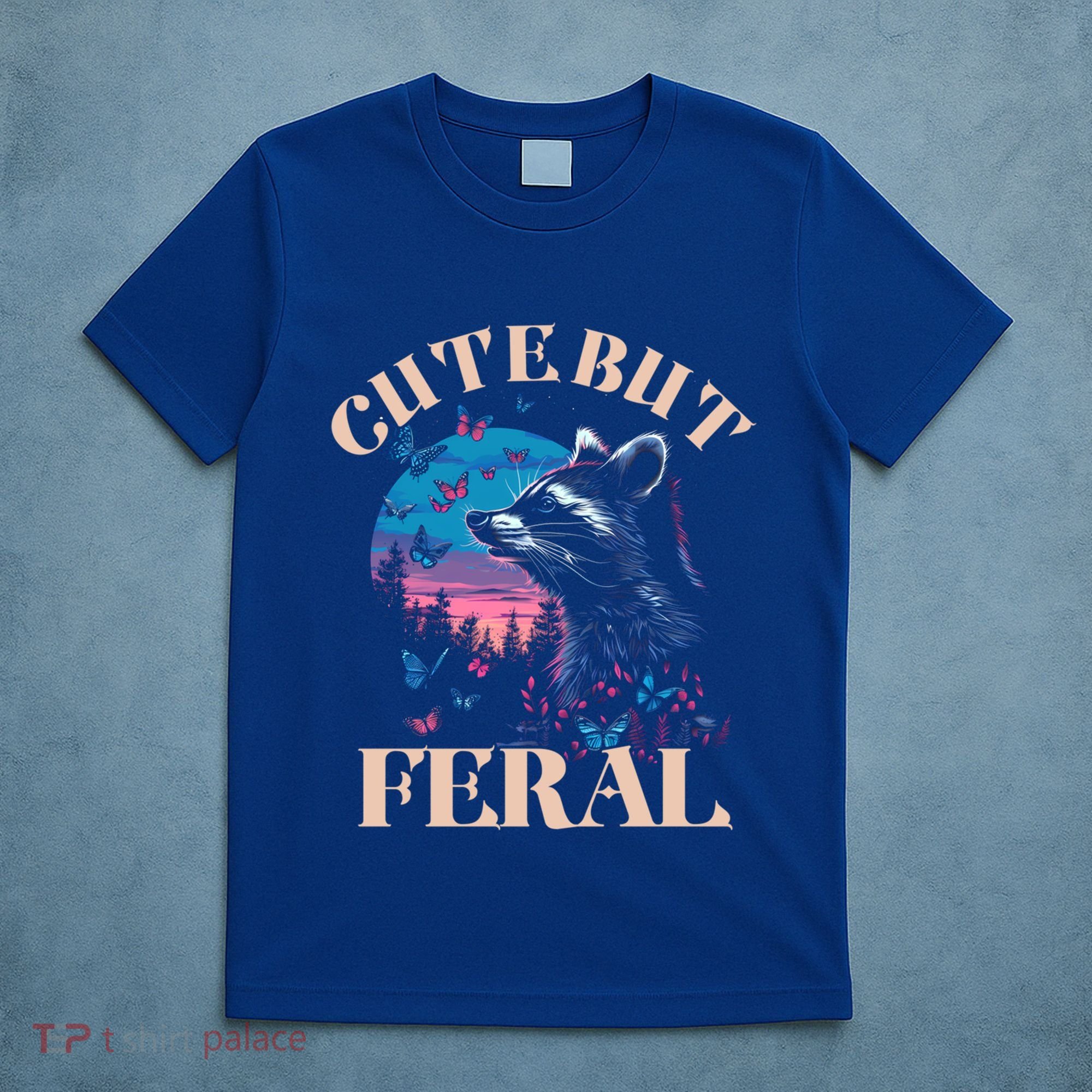 Cute But Feral Funny Raccoon Catching Butterfly Summer Gift T-Shirt