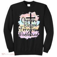 Chosen Blessed Forgiven Redeemed Christian Cross Jesus Cute Sweatshirt thumb 0
