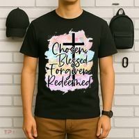 Chosen Blessed Forgiven Redeemed Christian Cross Jesus Cute T-Shirt thumb 6
