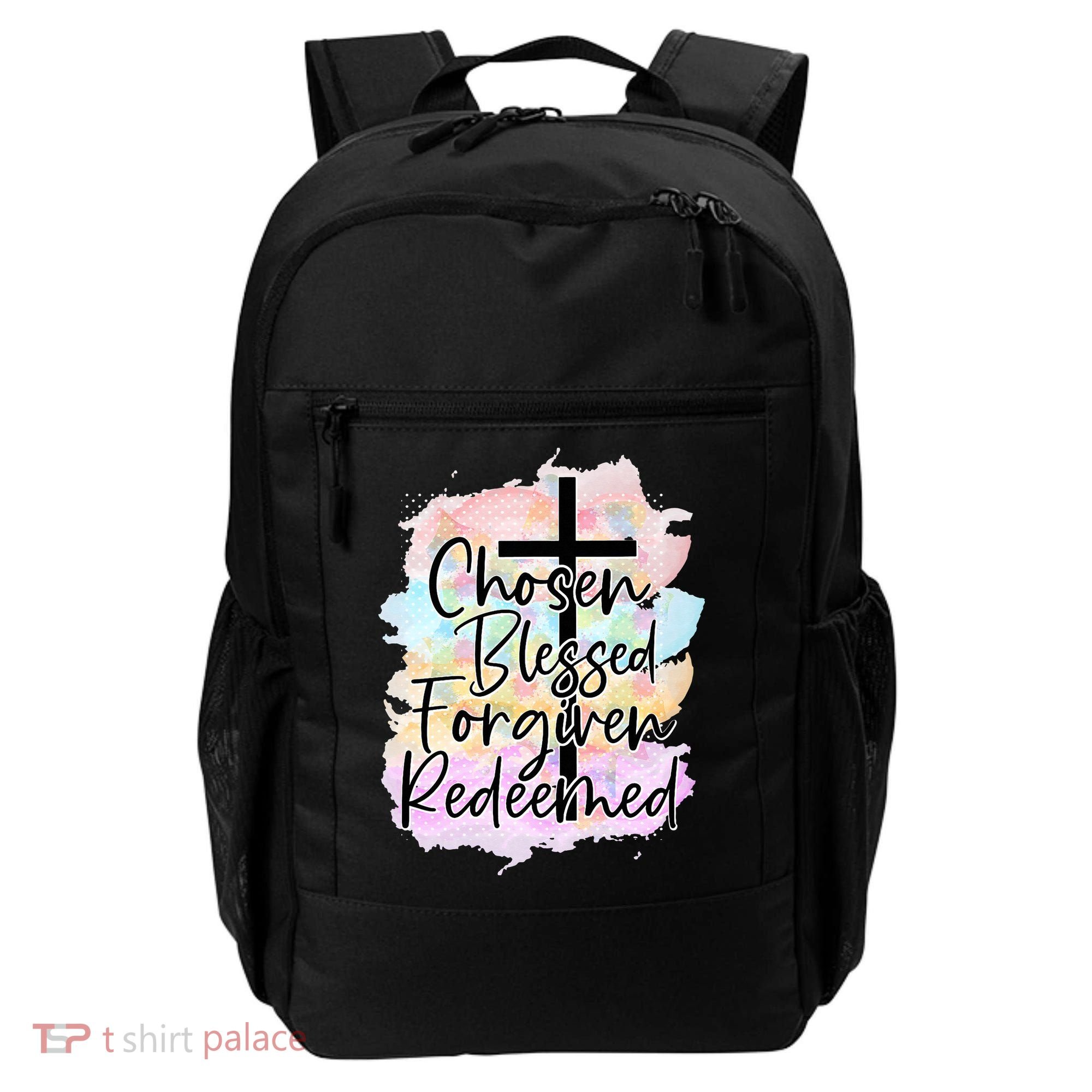 Chosen Blessed Forgiven Redeemed Christian Cross Jesus Cute Backpack